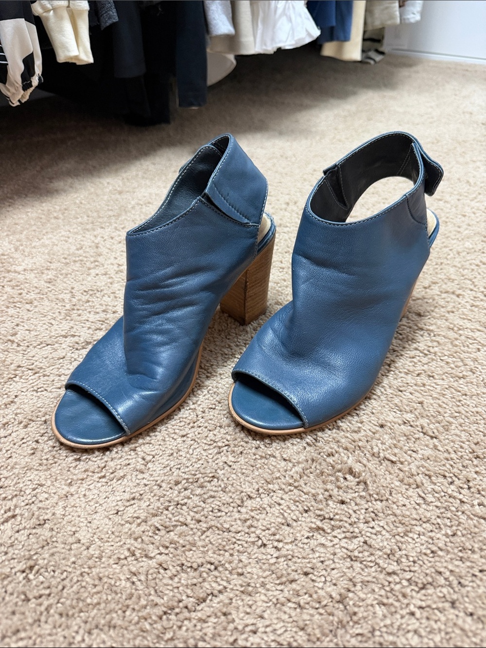 Steve Madden Blue Peep-Toe Block Heel Sandals